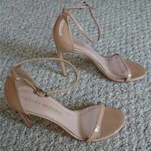 Stuart Weitzman Nudistsong Minimalist Leather Sandals size 36.5